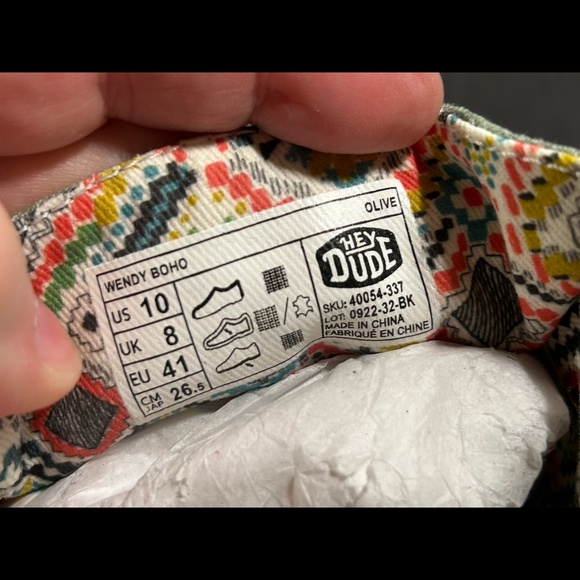 Hey Dude Wendy Boho Slip On Shoes Olive Green/Multicolor Womans 10 - Picture 12 of 16